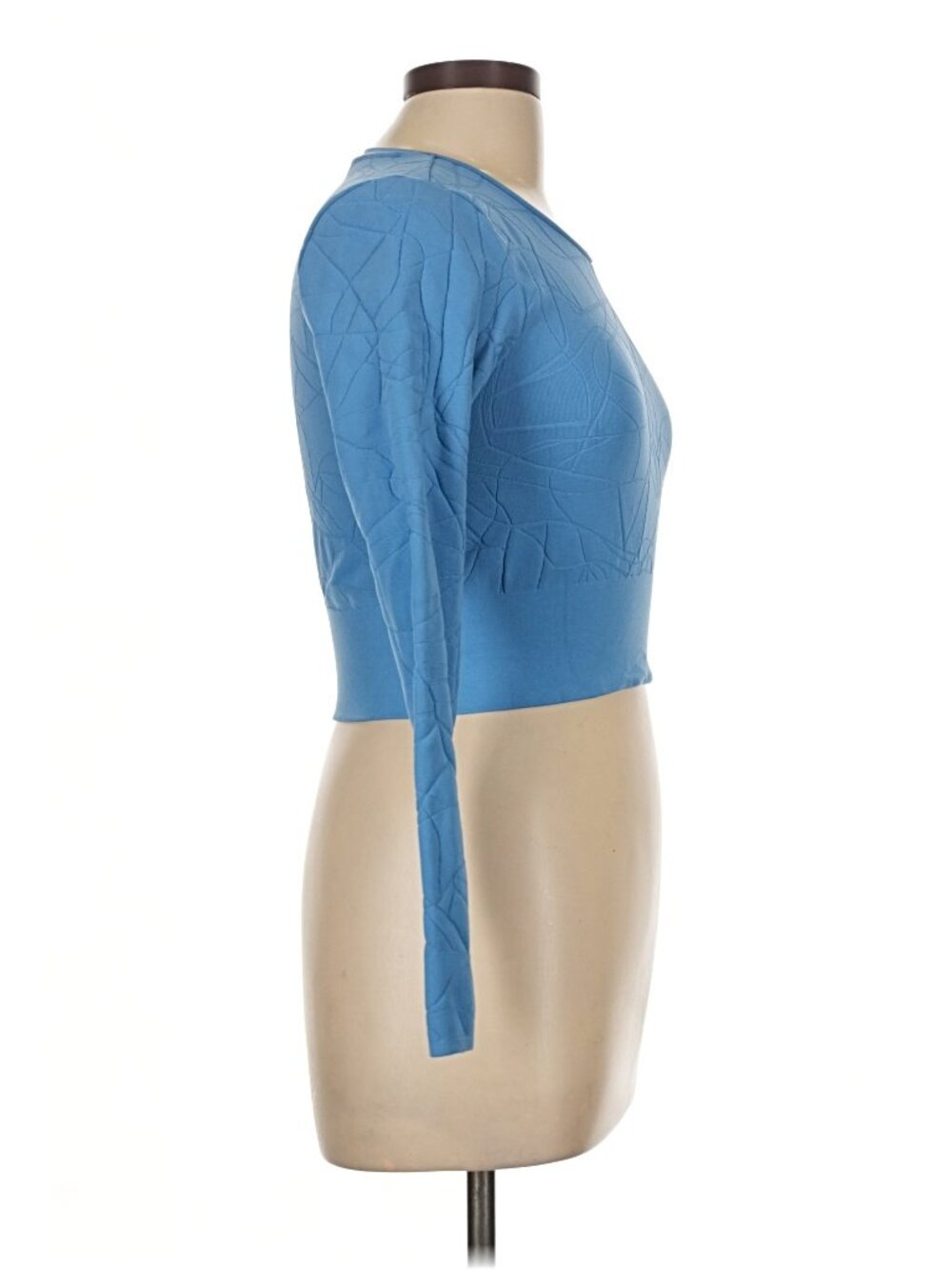 Sweaty Betty Blue Motion Jacquard Long Sleeve Crop Top Thumbholes Size L - Picture 5 of 7